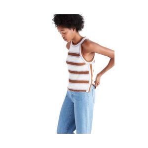 Madwell Boho Spring Striped Knit Sweater. Halter-Neck, Ribbed Detail Sz Medium